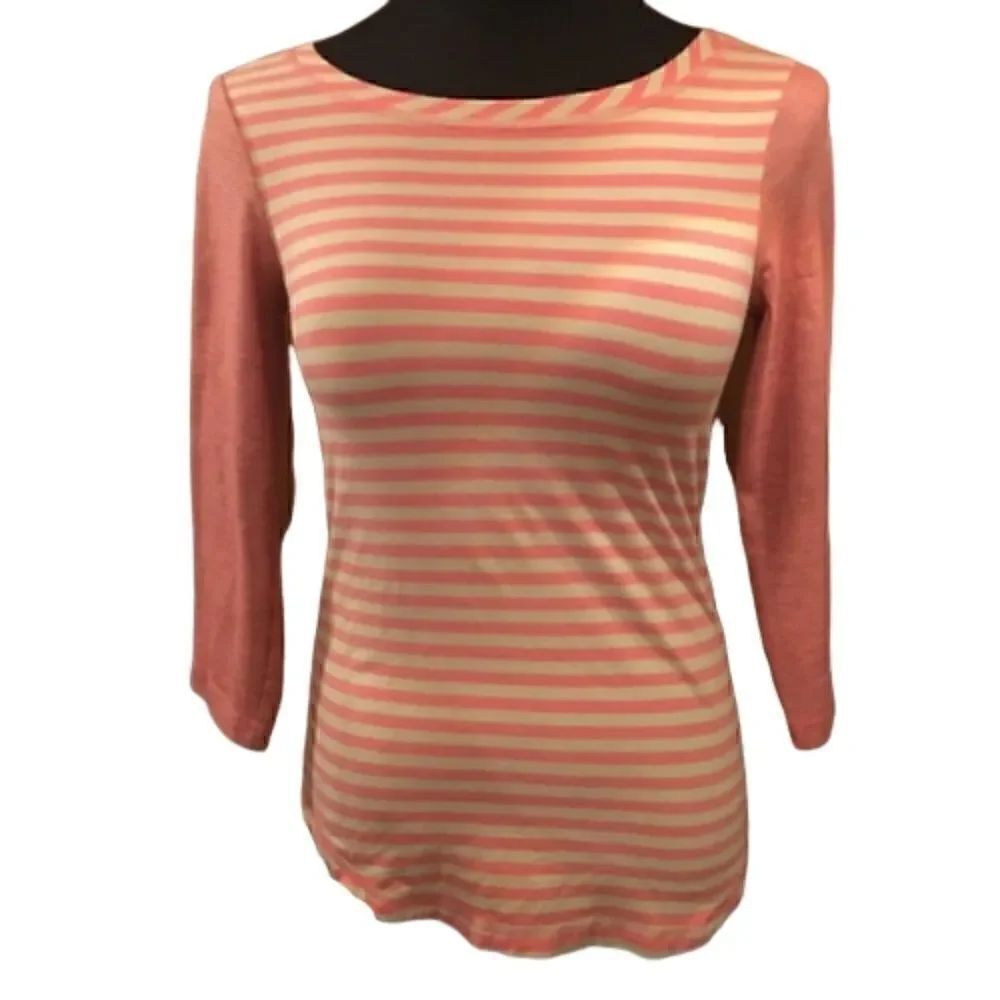 SUNDANCE TOP Pink Beige Stripe Rayon